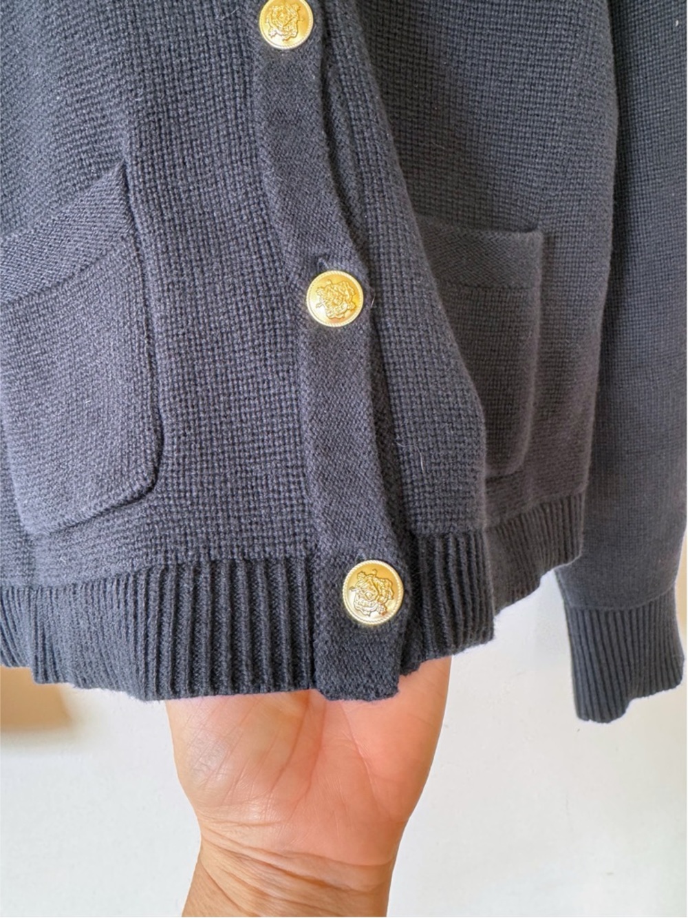 J. Crew Emilie Black Knit Sweater Lady Jacket Cardigan Gold Buttons S - Picture 5 of 7